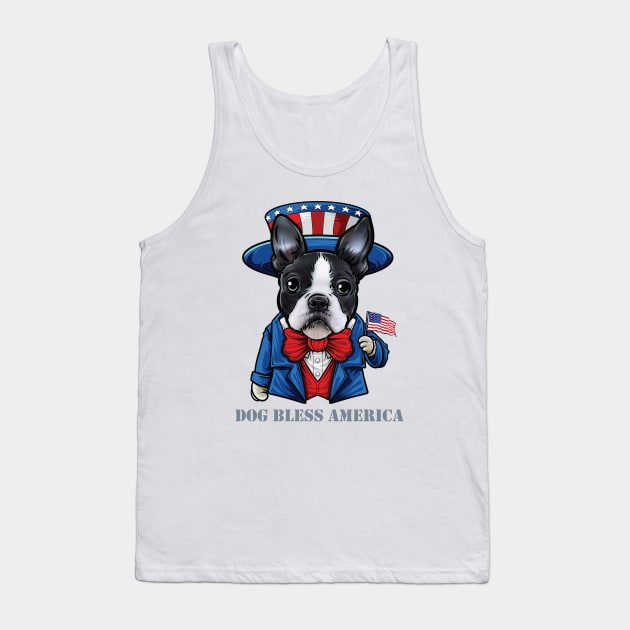 Boston Terrier Dog Bless America Tank Top by whyitsme